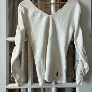 Free People Movement White V-Neck Women's Top